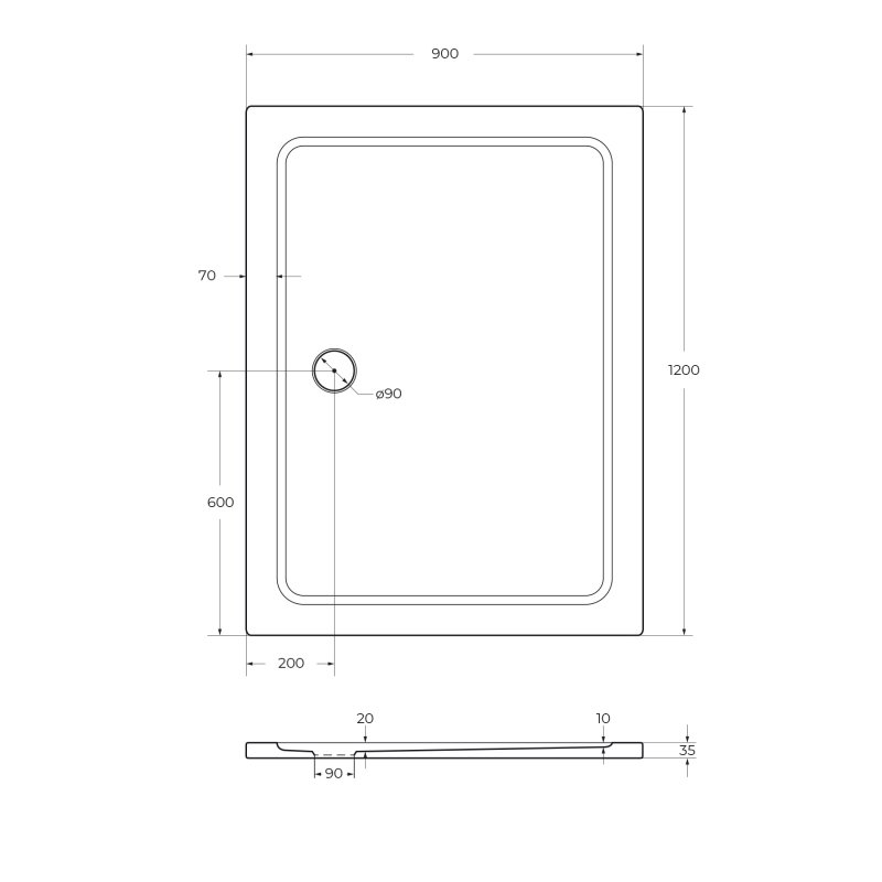 Поддон SMC CEZARES TRAY-M-AH-120/90-35-W