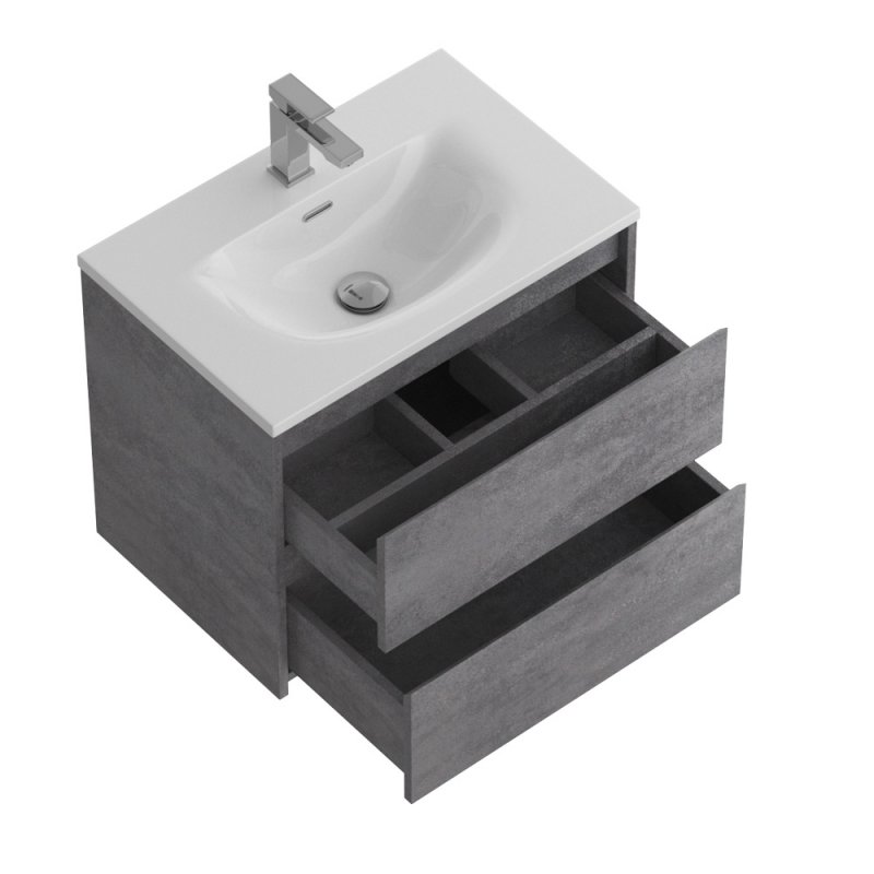 Тумба с раковиной подвесная BelBagno KRAFT 39 60 Cemento Grigio, раковина белая
