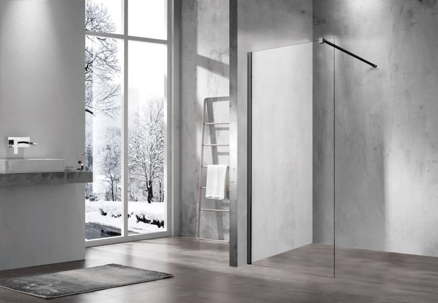 Душевая перегородка Walk-In VSW-1H900CLB, 900*2000, черный матовый, стекло прозрачное