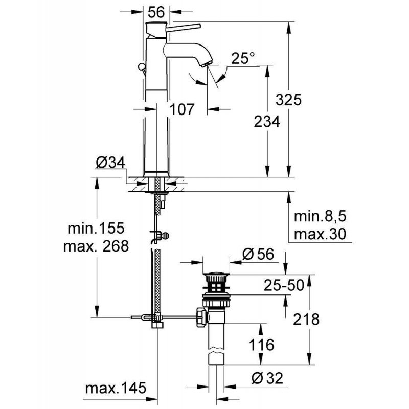 Смеситель для раковины Grohe BauClassic 32868000 хром
