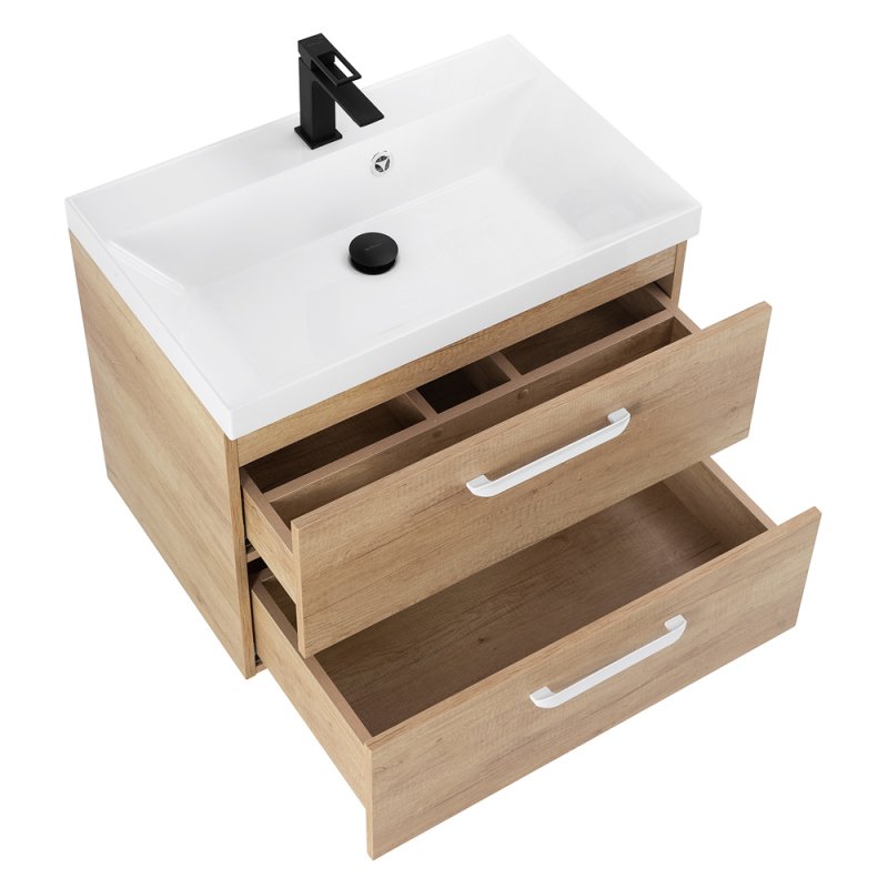 Тумба с раковиной подвесная  BelBagno AURORA 60 Rovere Nebrasca Nature, раковина белая