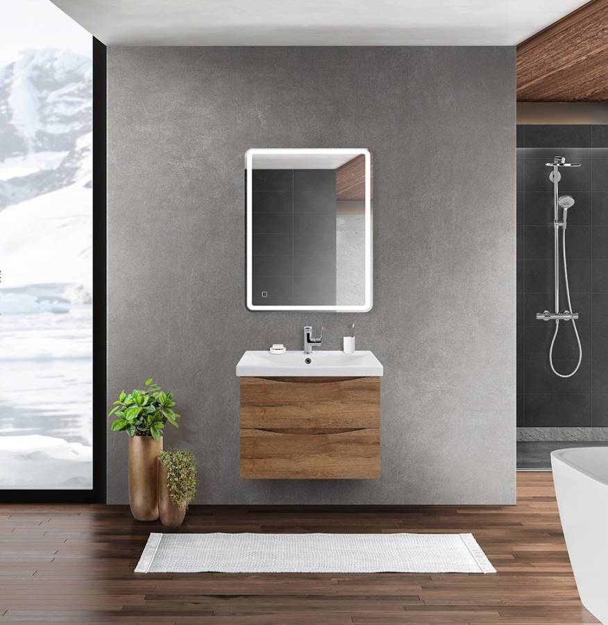 Тумба с раковиной подвесная BelBagno MARINO-CER 70 Bordo Lucido, раковина белая