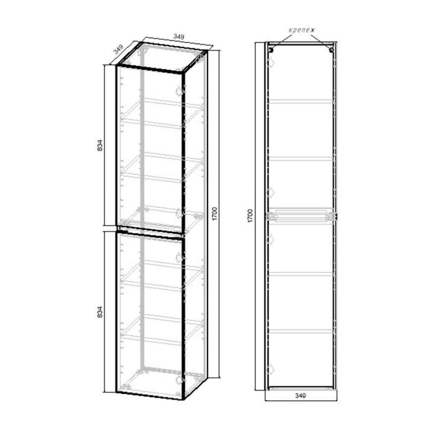 Шкаф Fine VSC-2NF170BT подвесной, 1700*350*350, Beton