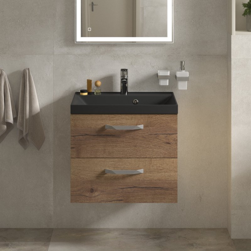 Тумба с раковиной подвесная  BelBagno AURORA 60 Rovere Nebrasca Nature, раковина белая