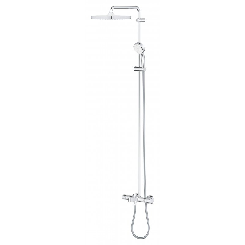 Душевая система поворотная с термостатом, с изливом Grohe Tempesta Cosmopolitan 250, хром / белый (26691000)