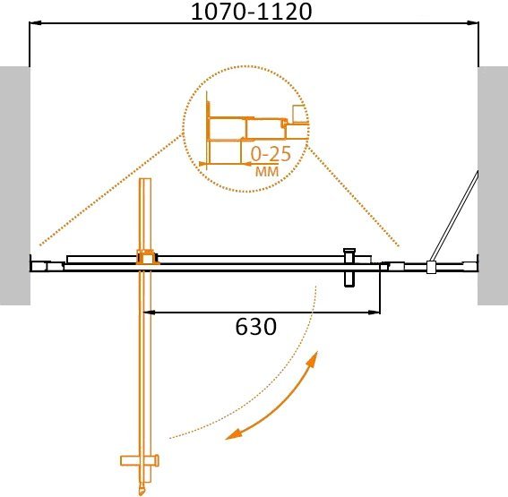 MOLVENO-BA-11-100+30-C-Cr-IV Душевая дверь