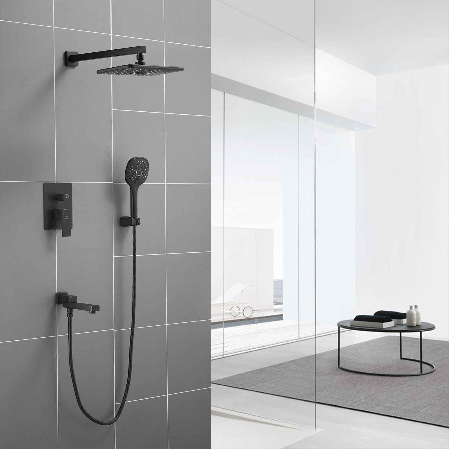 Душевая система встраиваемая Rose R2835H, черный