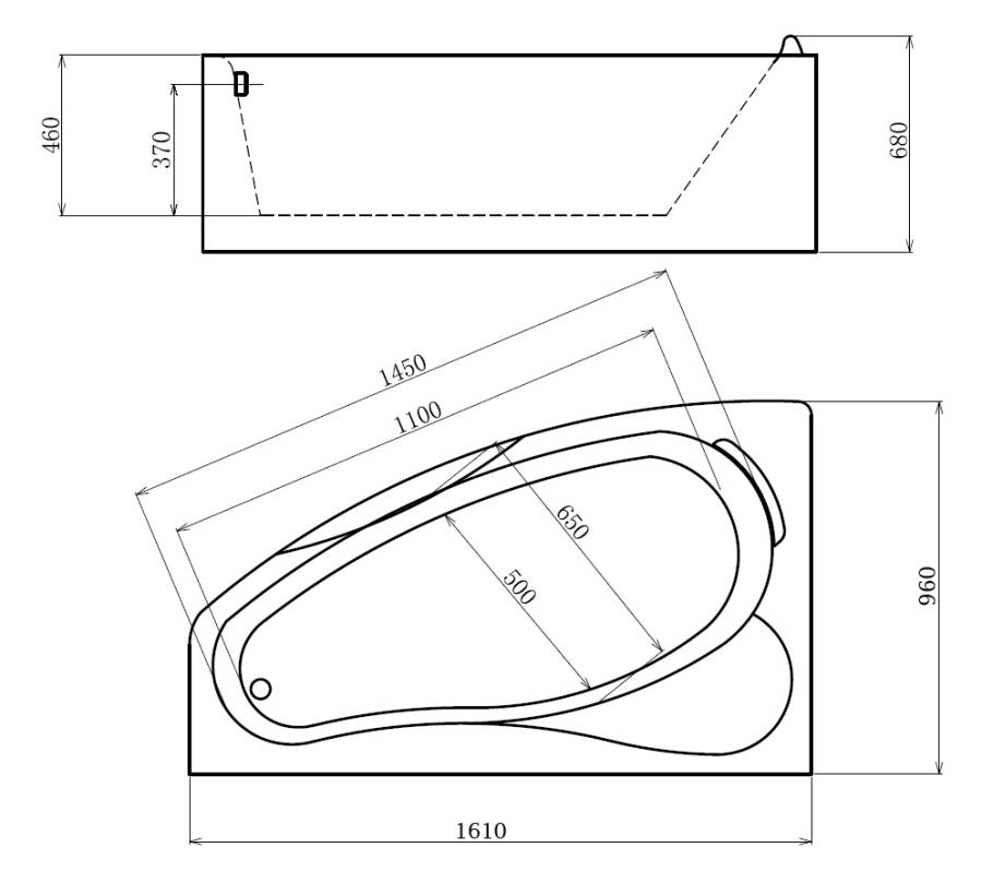 Акриловая ванна Gemy 161х96 G9046 K L
