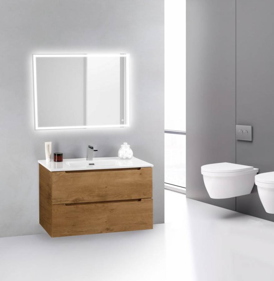 Тумба с раковиной подвесная BelBagno ETNA39-80 Rovere Moro, раковина белая