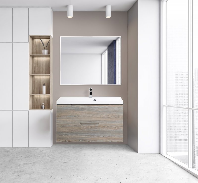 Тумба с раковиной подвесная BelBagno VITTORIA 100 Bianco Opaco, раковина белая