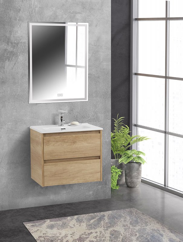 Тумба с раковиной подвесная BelBagno KRAFT 39 60 Cemento Grigio, раковина белая