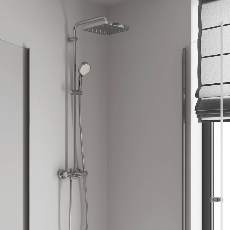 Душевая система поворотная со смесителем Grohe Tempesta Cosmopolitan 250, хром / белый (26692000)