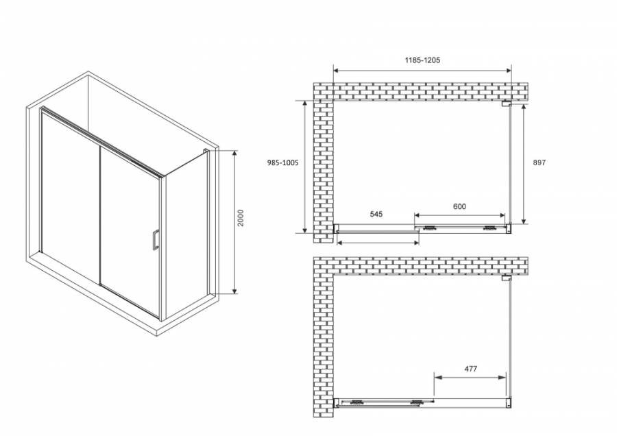 Душевой уголок ABBER Komfort AG93120B-S102B