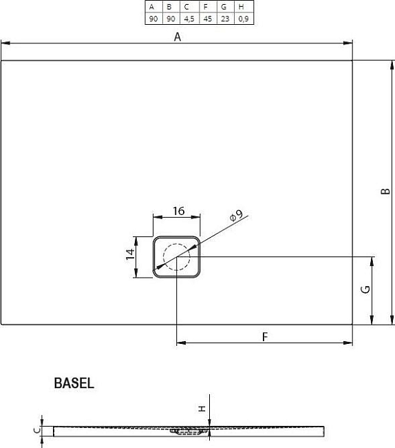 Акриловый душевой поддон Riho Basel 412 90x90 белый + сифон DC220050000000S