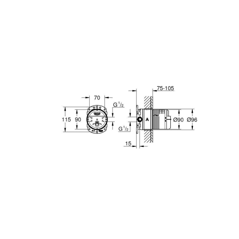 Универсальная встроенная часть, GROHE Rainshower SmartActive, 1/2", (26483000)
