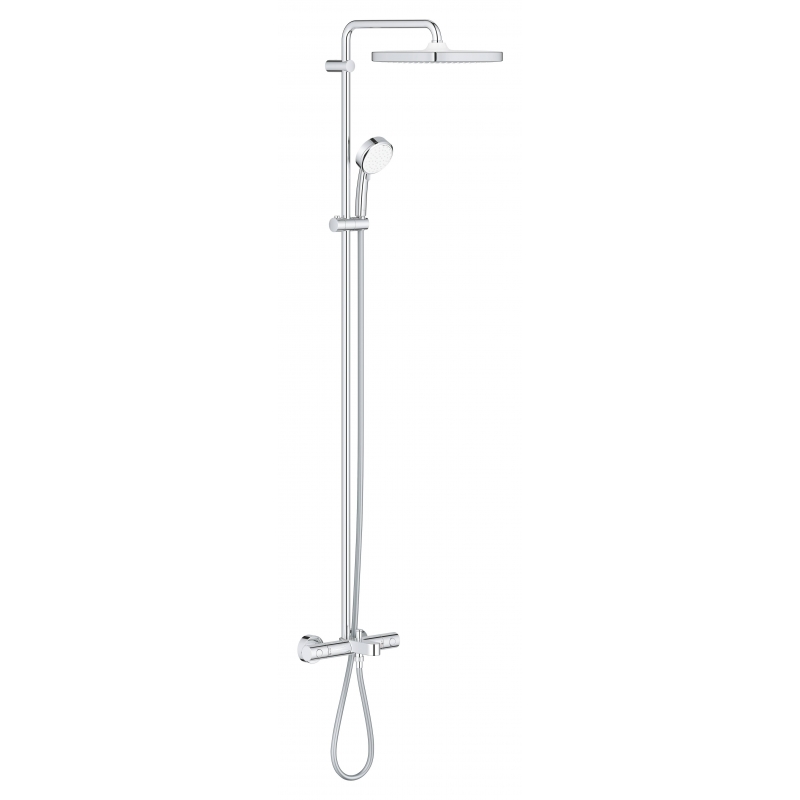 Душевая система поворотная с термостатом, с изливом Grohe Tempesta Cosmopolitan 250, хром / белый (26691000)