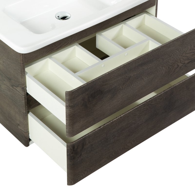 Тумба с раковиной подвесная  BelBagno ALBANO-CER 80 Rovere Nature Grigio, раковина белая