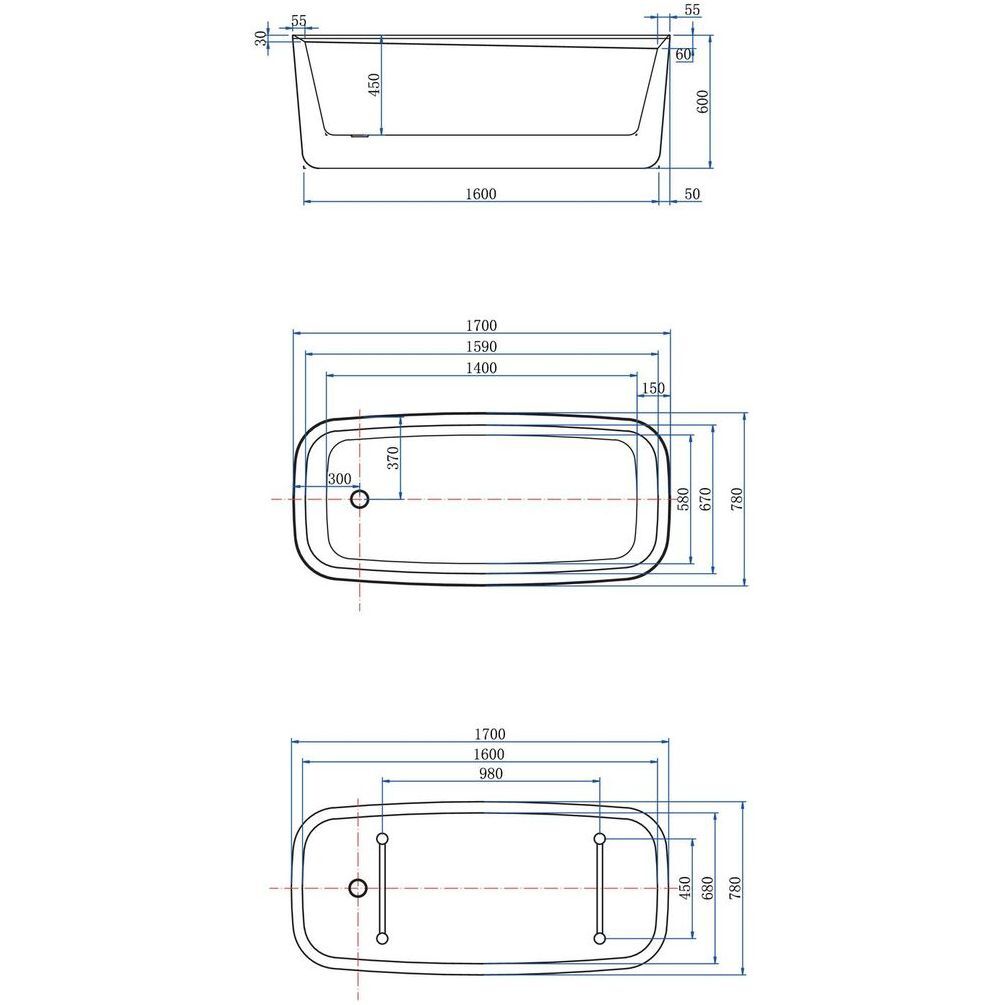 Акриловая ванна Allen Brau Infinity 170x78 2.21003.20/CGM белый глянец/цементно-серый, шт