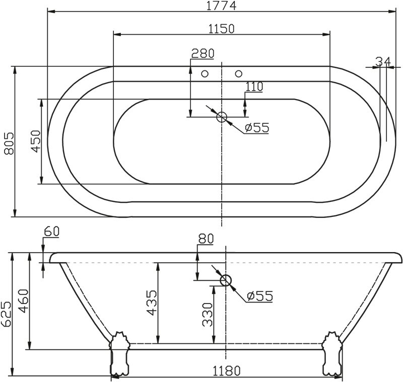 Ванна акриловая отдельностоящая BelBagno BB21