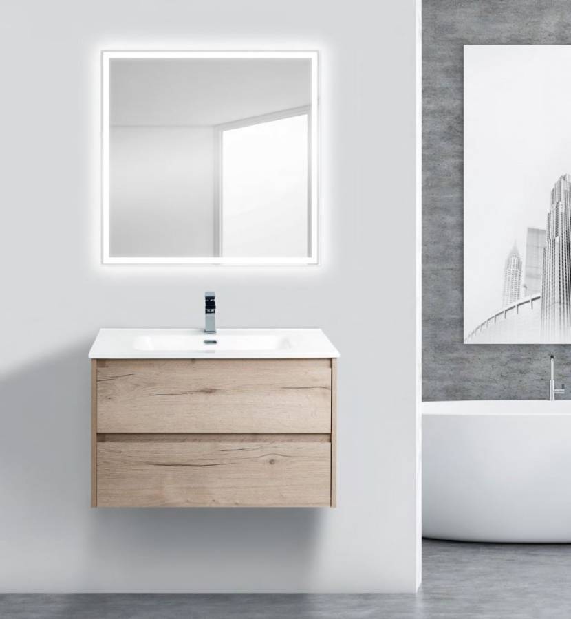 Тумба с раковиной подвесная BelBagno KRAFT 70 Cemento Grigio, раковина белая