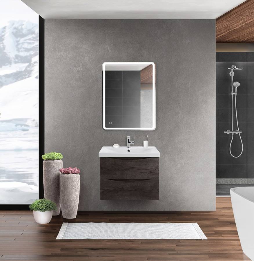 Тумба с раковиной подвесная BelBagno MARINO-CER 60 Rovere Bianco, раковина белая
