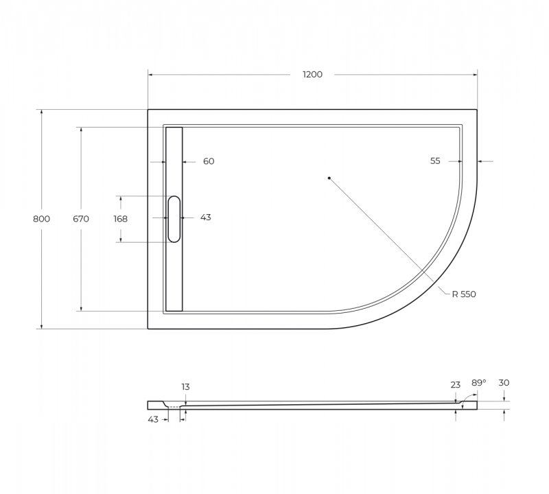 Поддон из искусственного мрамора CEZARES TRAY-AS-RH-100/80-30-W-L