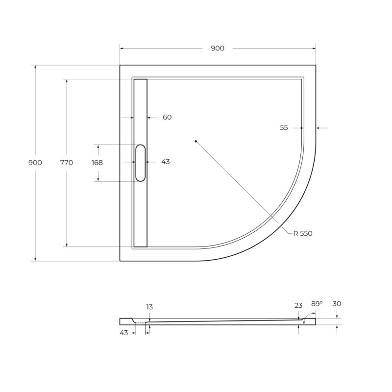 Поддон из искусственного мрамора CEZARES TRAY-AS-R-80-30-W