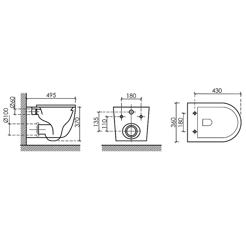 Подвесной унитаз UP Rimless