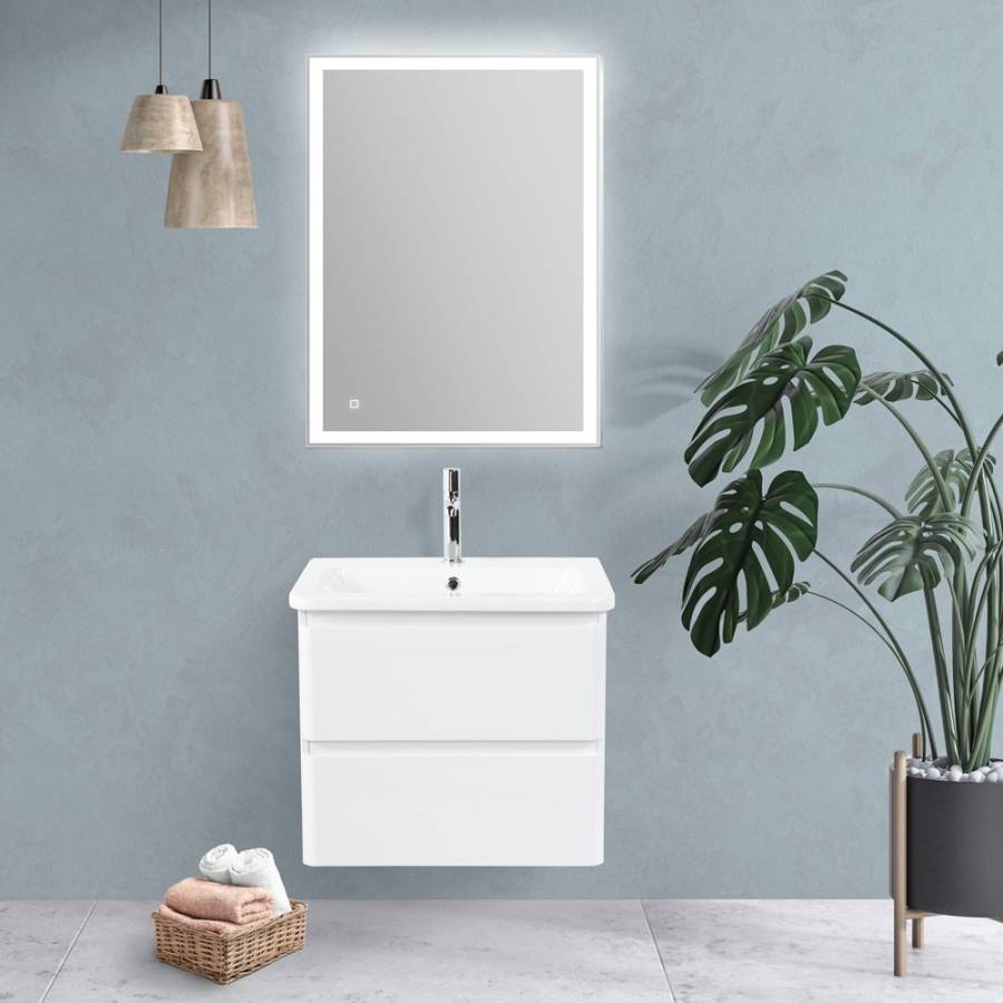 Тумба с раковиной подвесная  BelBagno ALBANO-CER 60 Bianco Lucido, раковина белая
