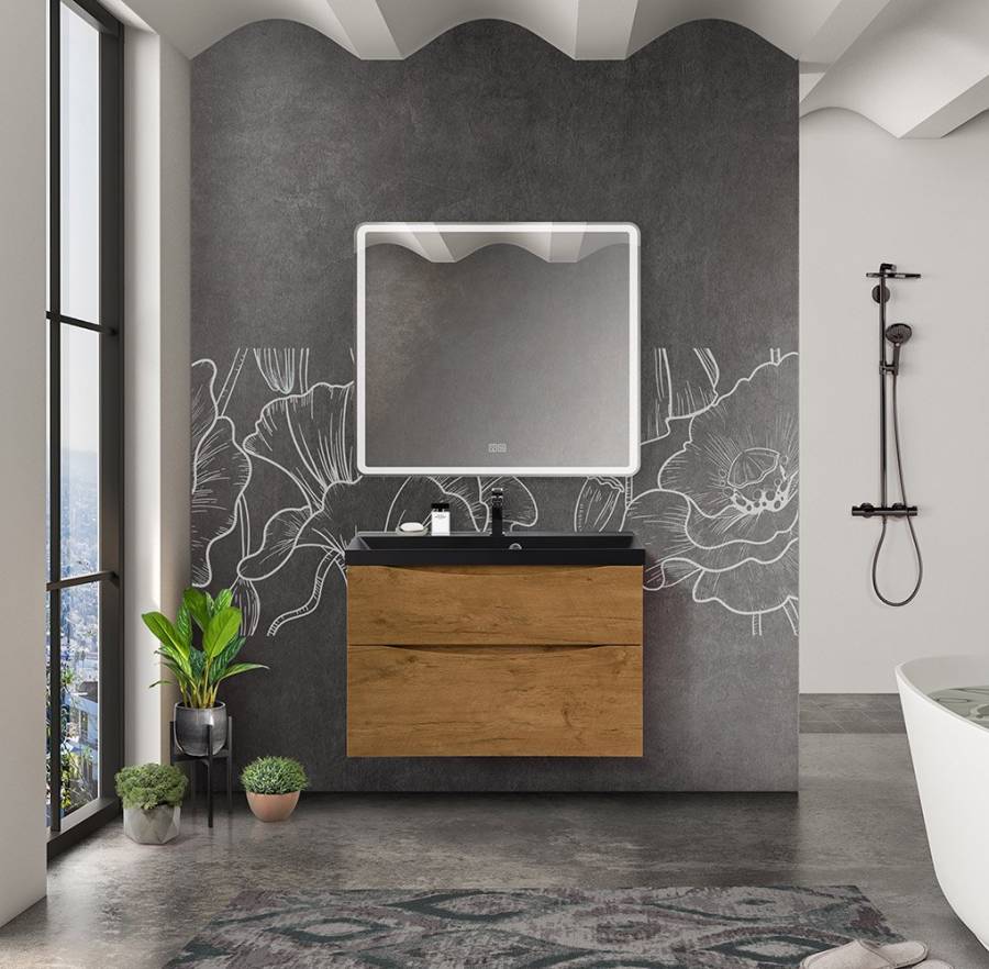 Тумба с раковиной подвесная BelBagno MARINO-H60 90 Bianco Lucido, раковина белая