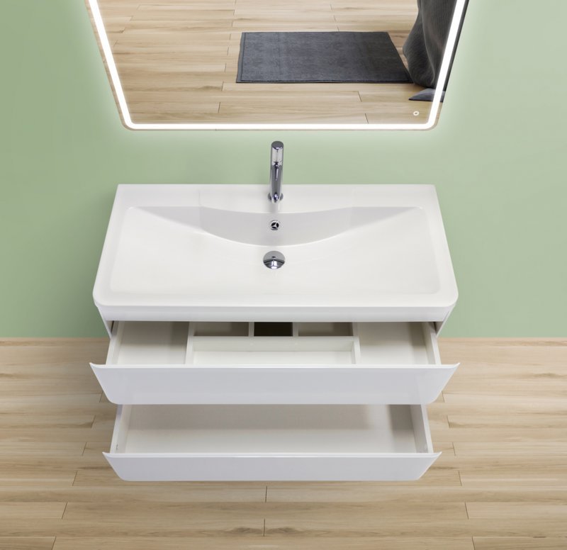 Тумба с раковиной подвесная BelBagno ALBANO 100 Rovere Vintage Bianco, раковина белая