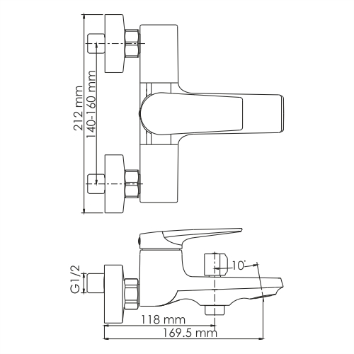 Glan 6601 Смеситель для ванны с коротким изливом Wasserkraft