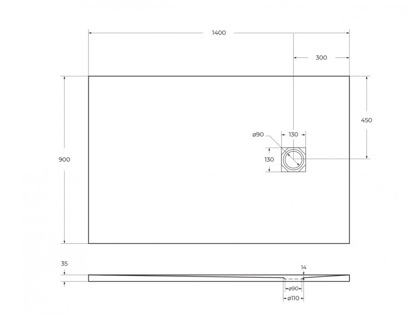 TRAY-MR-UNO-AH-180/80-35-W-CR Поддон из искусственного мрамора в комплекте с сифоном с декоративной накладкой (хром)