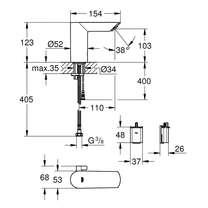 Смеситель для раковины Grohe Bau Cosmopolitan E электронный хром (36451000)