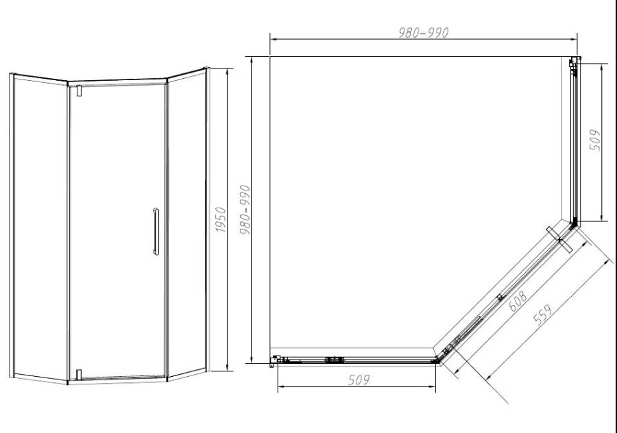 Душевой уголок Слим-Н (Slim-N) VSP-4SN900CLG, 900*900, Брашированное золото, стекло прозрачное