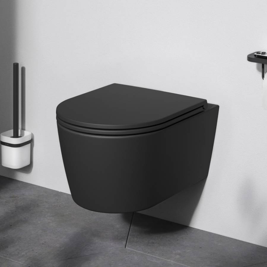 C8F1700MBSC Func подвесной унитаз 49 см FlashClean с сиденьем микролифт, черн мат