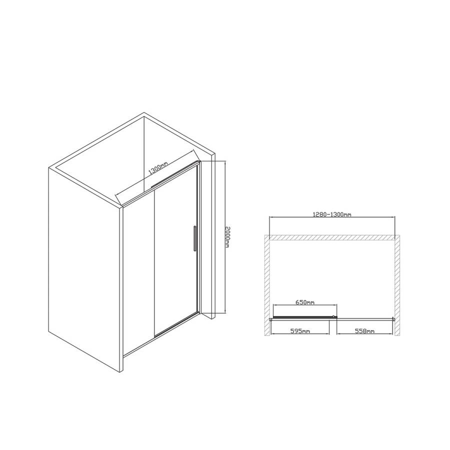 Душевая дверь Slim-U VDS-2SU130CL, 1300, хром, стекло прозрачное