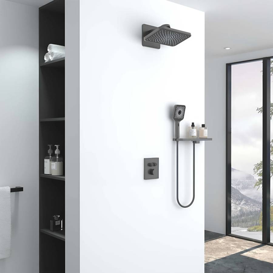 Душевой комплект Inspire VSFW-3I21MT4RGM встраиваемый, термостат, двухрежимный, вороненая сталь