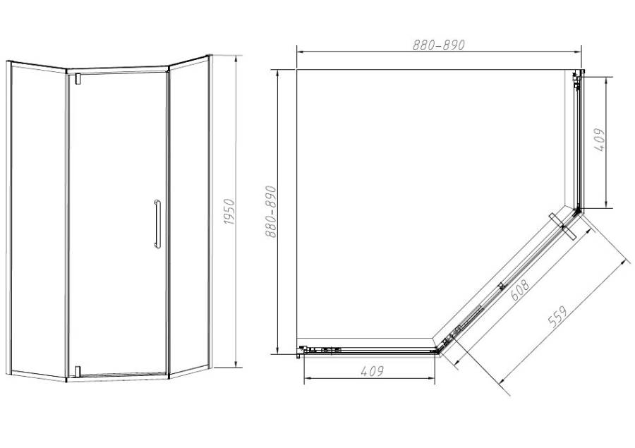 Душевой уголок Слим-Н (Slim-N) VSP-4SN100CLG, 1000*1000, Брашированное золото, стекло прозрачное