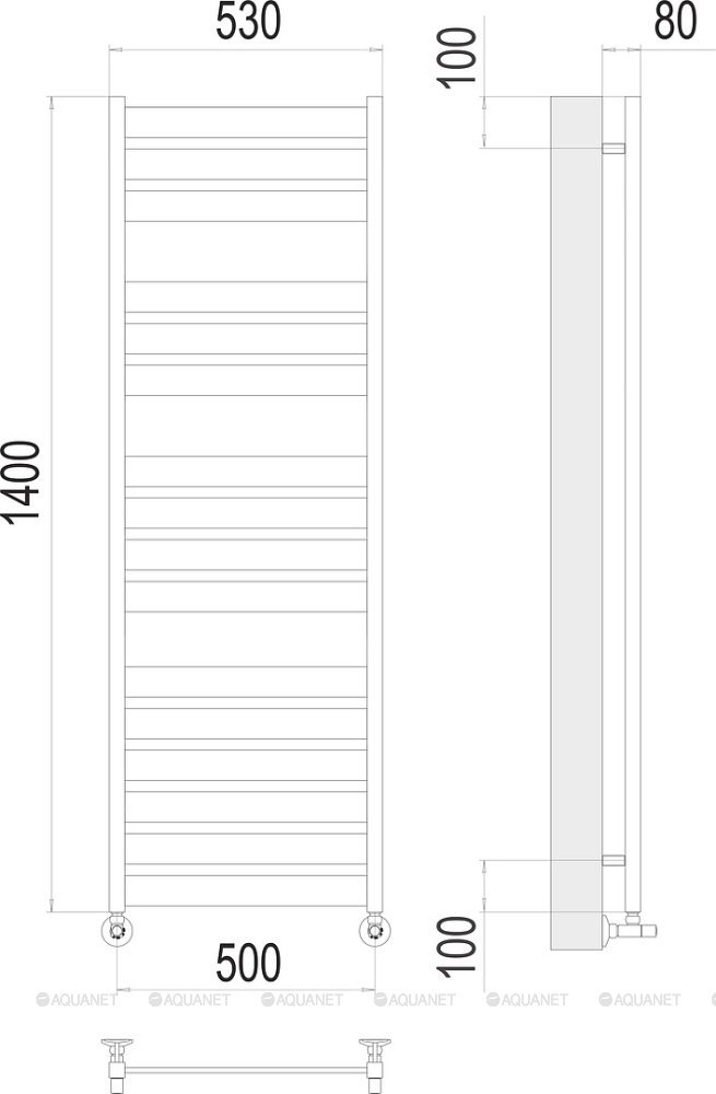 Полотенцесушитель Terminus Латте П16 500х1400