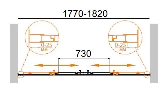 MOLVENO-BF-2-180-C-Cr-IV Душевая дверь