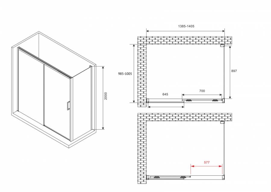 Душевой уголок ABBER Komfort AG93140B-S102B