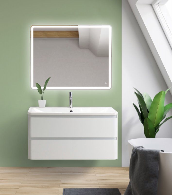 Тумба с раковиной подвесная BelBagno ALBANO 100 Rovere Vintage Bianco, раковина белая