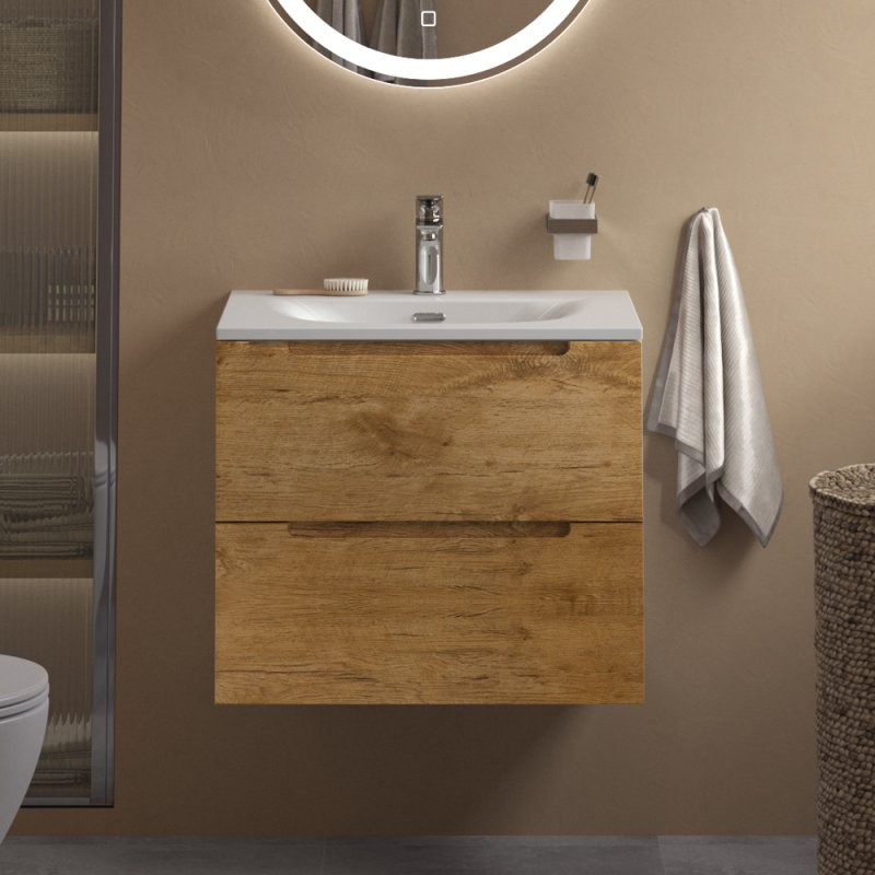 Тумба с раковиной подвесная BelBagno ETNA39-60 Rovere Moro, раковина белая