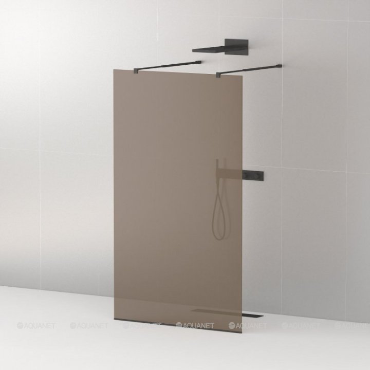 LIBERTA-L-2-120-BR-NERO Душевая перегородка с возможностью двустороннего входа, стекло бронза, профиль чёрный, 1200x1950 мм