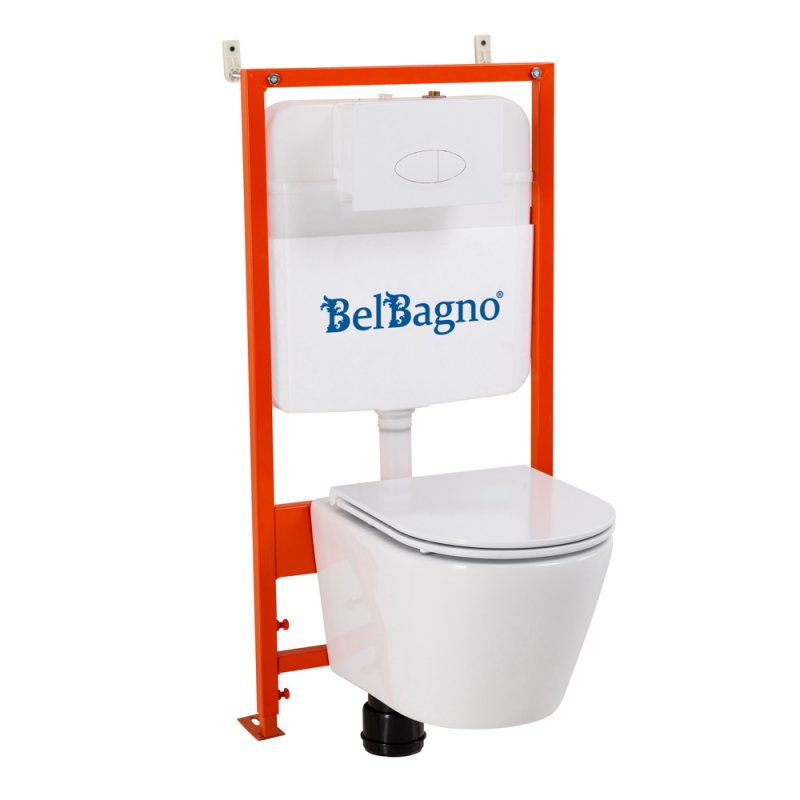 Комплект 2 в 1 Система инсталляции для унитазов BelBagno BB026 с кнопкой смыва BB050CR.MAT