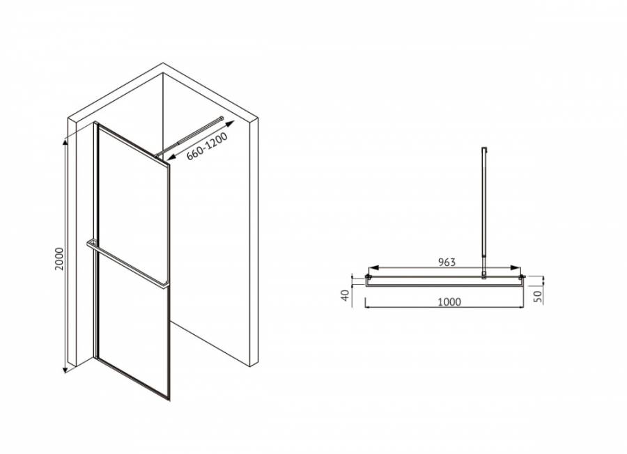 Душевая перегородка ABBER Immer Offen AG60100B8