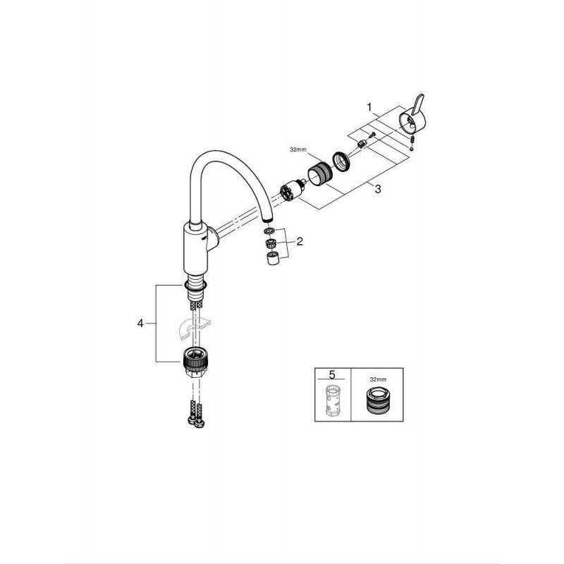 Смеситель для кухни Grohe Eurosmart Cosmopolitan стандартный хром (32843002)