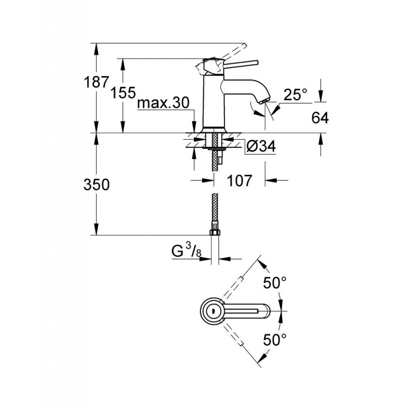 Смеситель для раковины Grohe BauClassic 23162000 хром