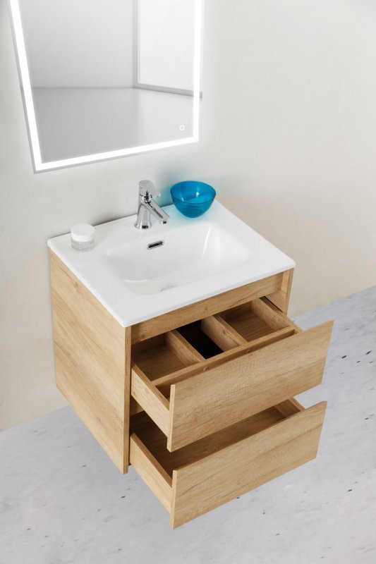 Тумба с раковиной подвесная BelBagno KRAFT 39-50 Rovere Tabacco, раковина белая